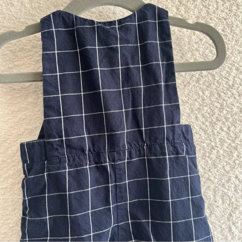 Jacadi‎ Paris One Piece Infant Blue Grid Romper 100% Cotton Size 3 Months